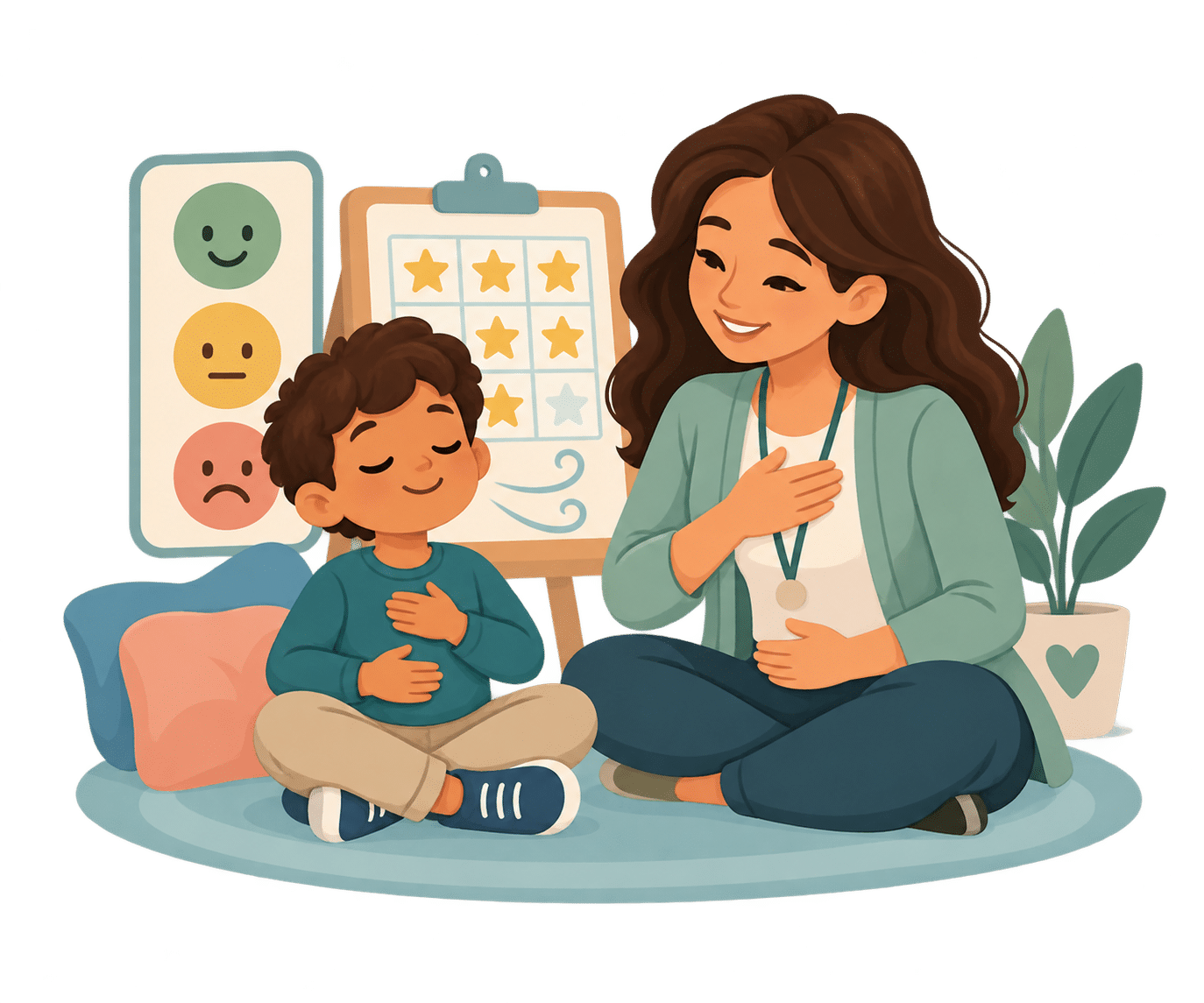 Calming Skills with Therapist and Reward Chart