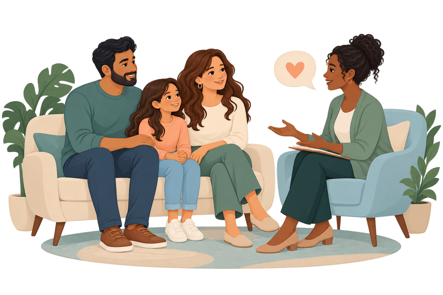 Warm family therapy connection